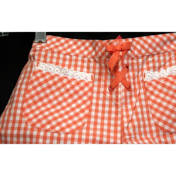 2006 Gymboree Freshly Picked Shorts Gingham Orange sz 7 NEW Pockets Lace - Picture 3 of 5